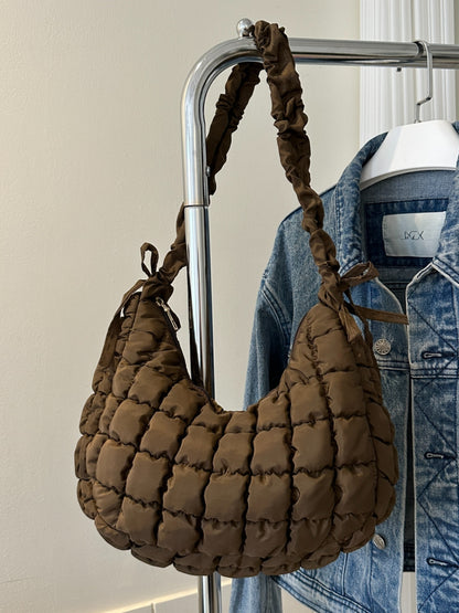 Bubble Texture Ruched Strap Quilted Shoulder Bag - The Ruffled Bull Boutique