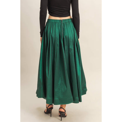 Classic Pleated A-Line Midi Full Skirt - The Ruffled Bull Boutique