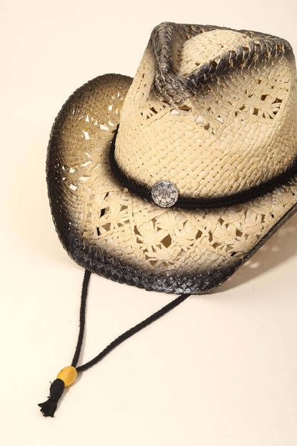 Rope Strap Straw Braided Cowboy Hat - The Ruffled Bull Boutique