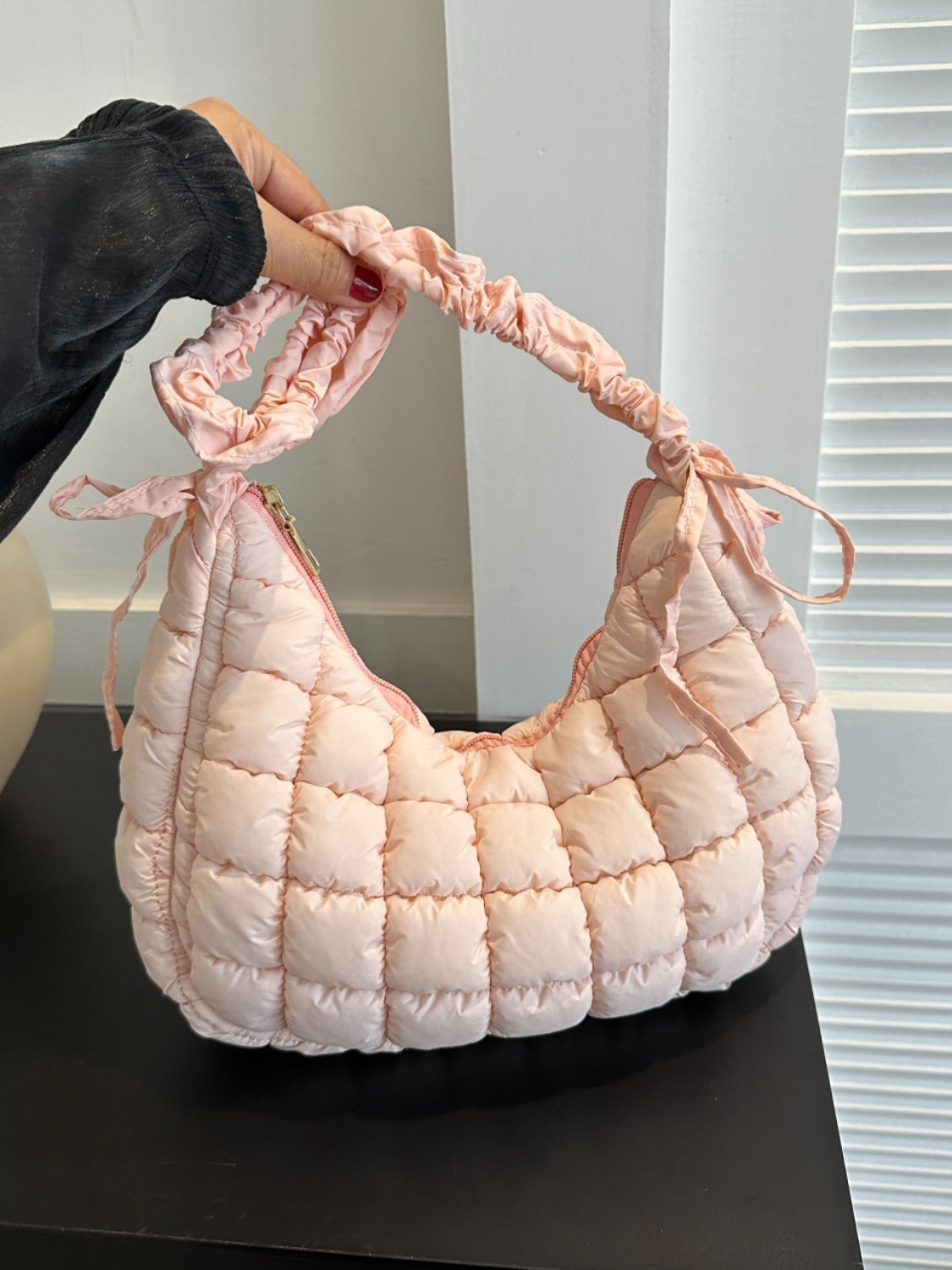 Bubble Texture Ruched Strap Quilted Shoulder Bag - The Ruffled Bull Boutique