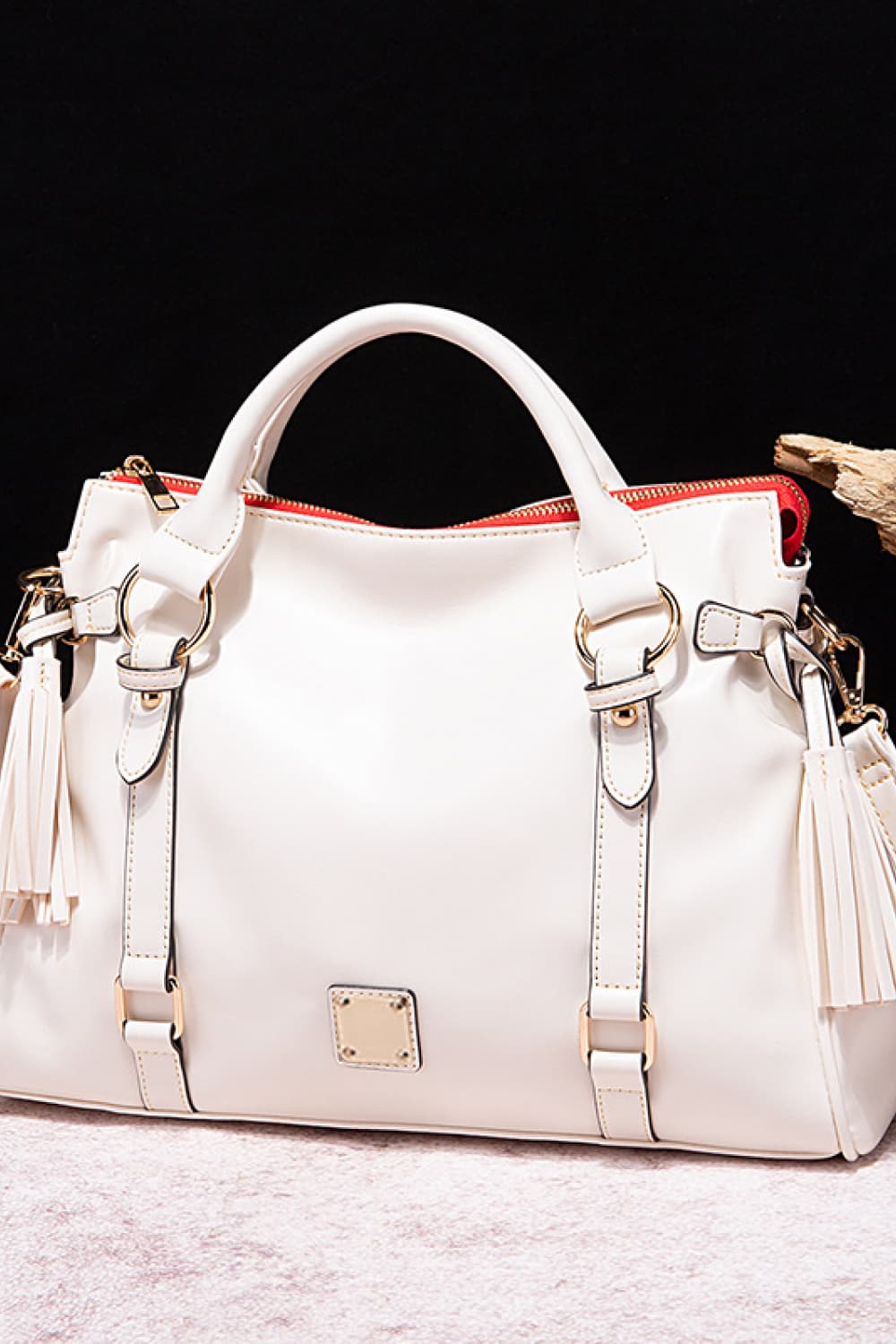 PU Leather Handbag with Tassels - The Ruffled Bull Boutique