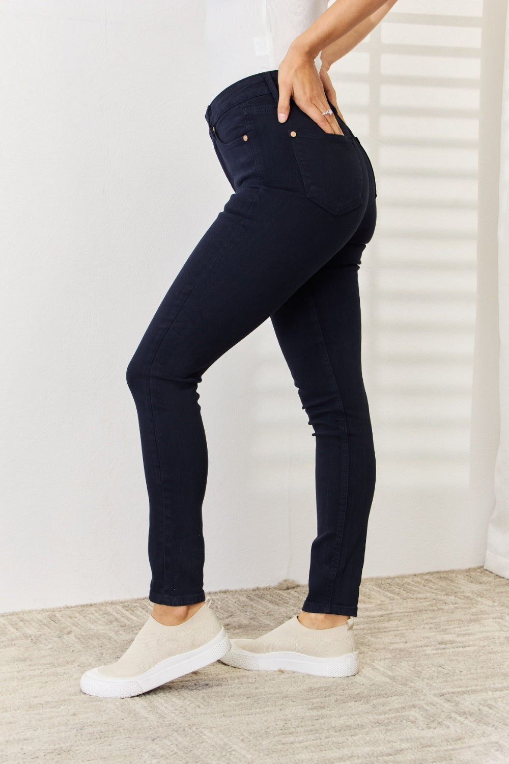 Judy Blue Full Size Garment Dyed Tummy Control Skinny Jeans - The Ruffled Bull Boutique