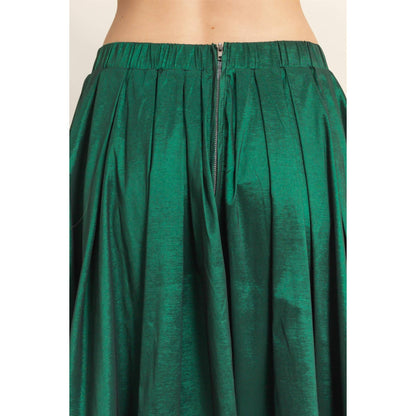 Classic Pleated A-Line Midi Full Skirt - The Ruffled Bull Boutique