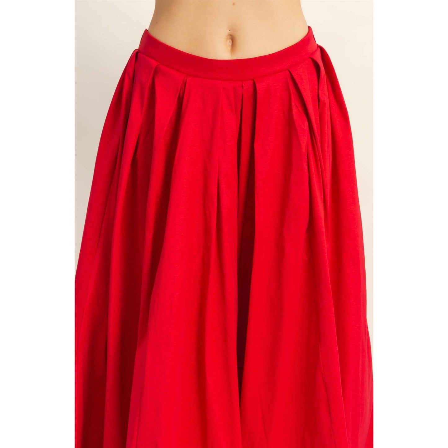 Classic Pleated A-Line Midi Full Skirt - The Ruffled Bull Boutique