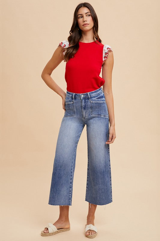 Annie Wear High Rise Wide Leg Jeans - The Ruffled Bull Boutique