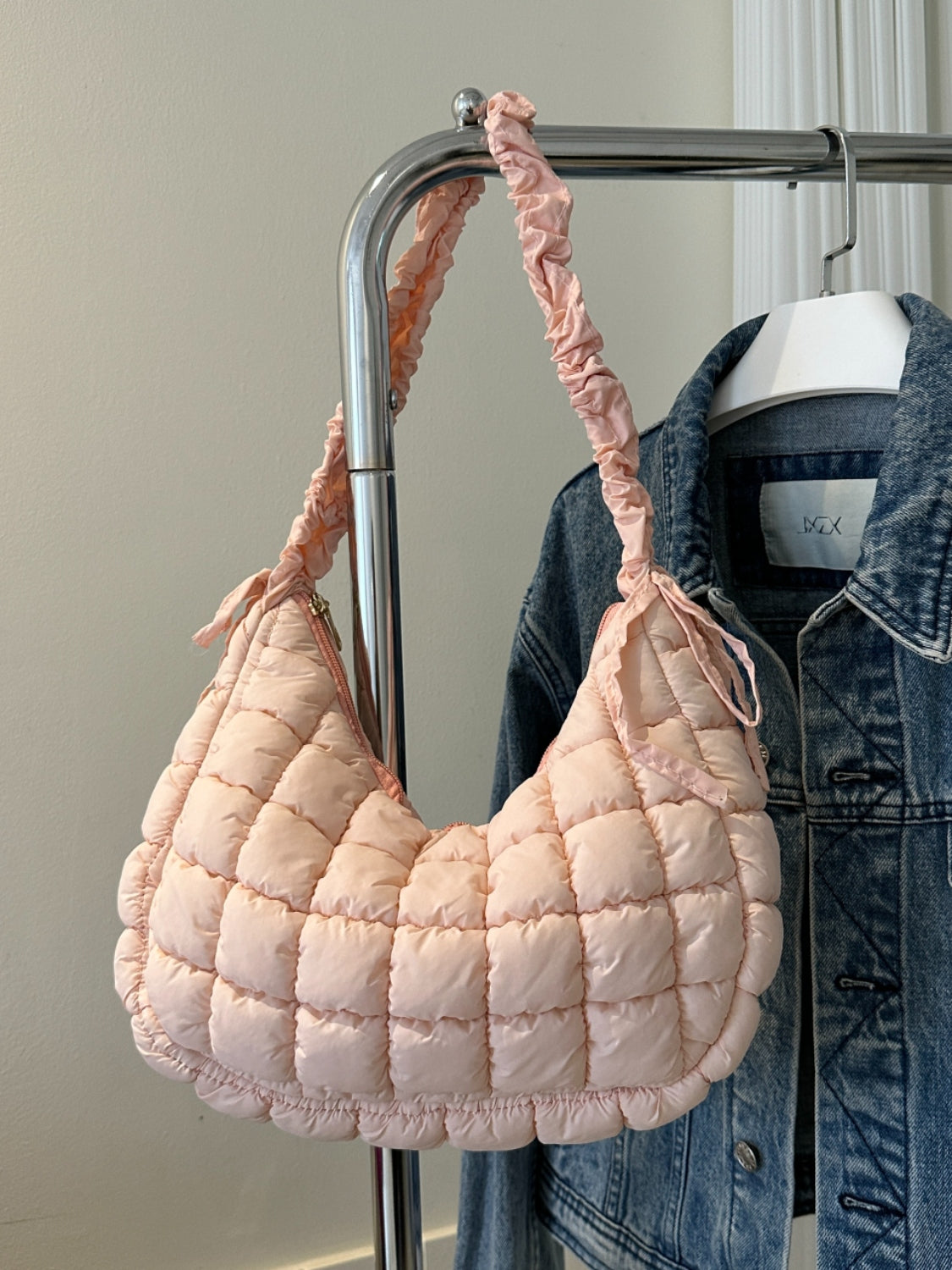 Bubble Texture Ruched Strap Quilted Shoulder Bag - The Ruffled Bull Boutique