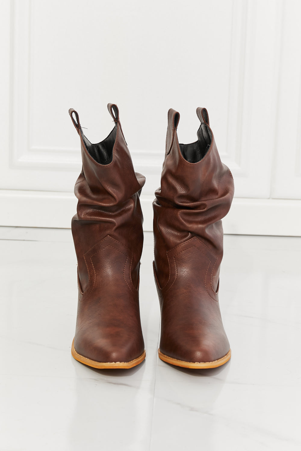 MMShoes Better in Texas Scrunch Cowboy Boots in Brown - The Ruffled Bull Boutique