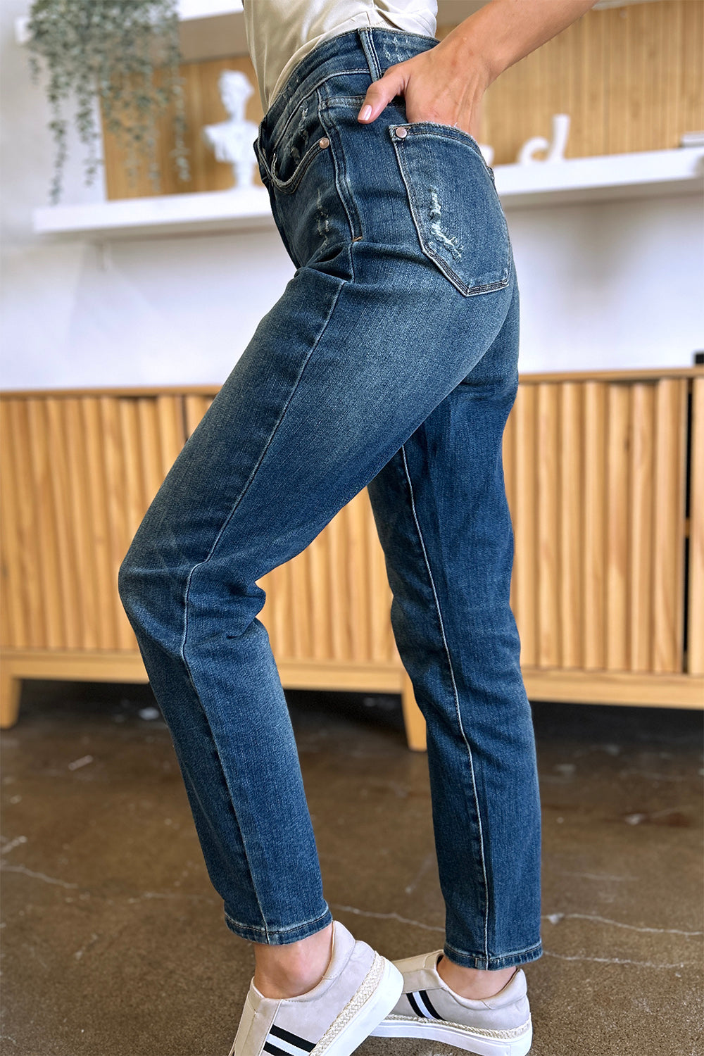 Judy Blue Full Size Tummy Control High Waist Slim Jeans - The Ruffled Bull Boutique