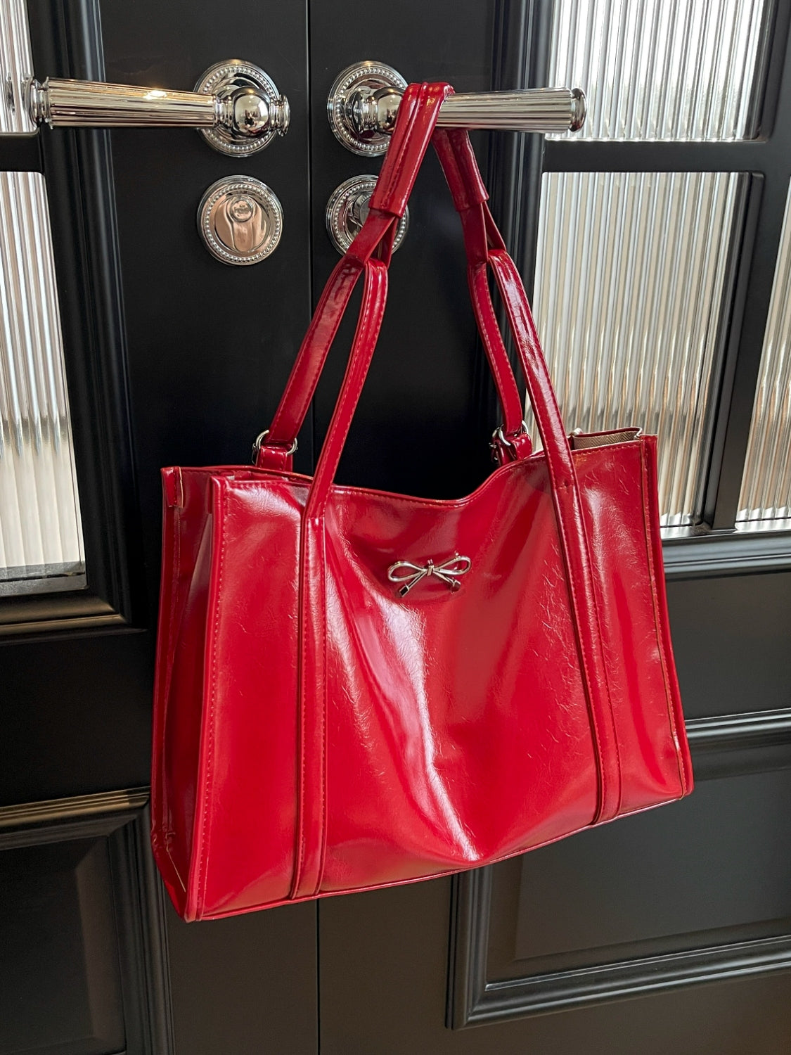 PU Leather Bow Shoulder Bag - The Ruffled Bull Boutique