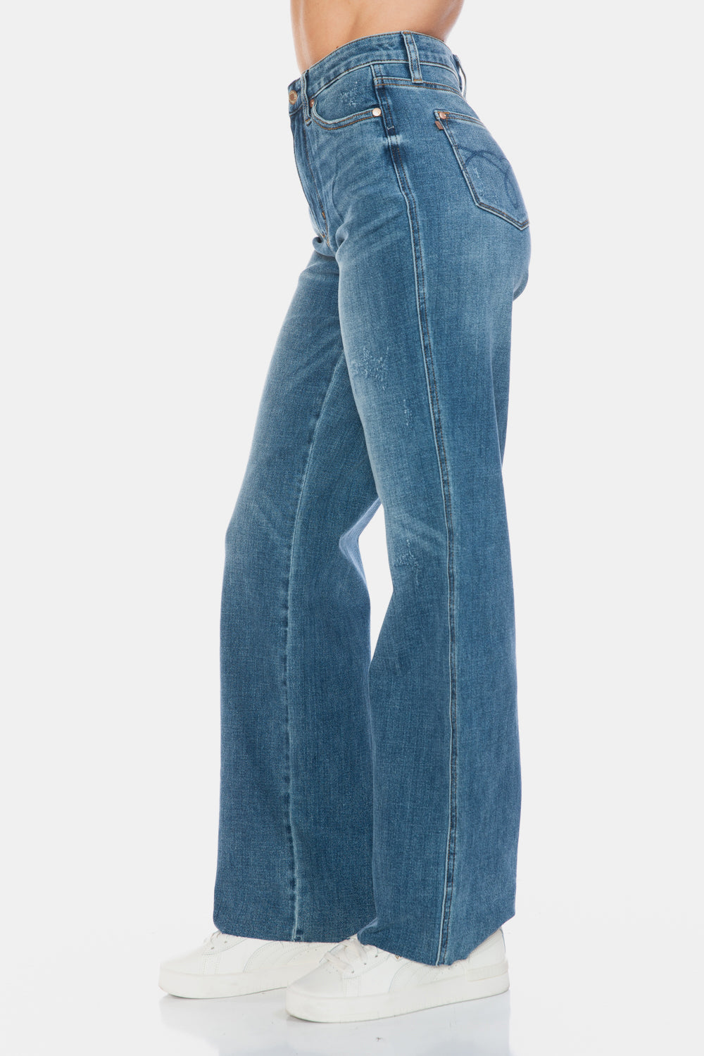 Judy Blue Full Size Tummy Control Cut Raw Hem Straight Jeans - The Ruffled Bull Boutique