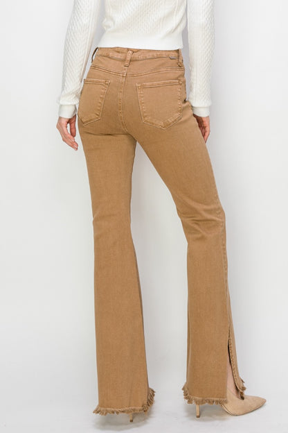 RISEN Bailey Full Size High Waist Side Slit Flare Jeans