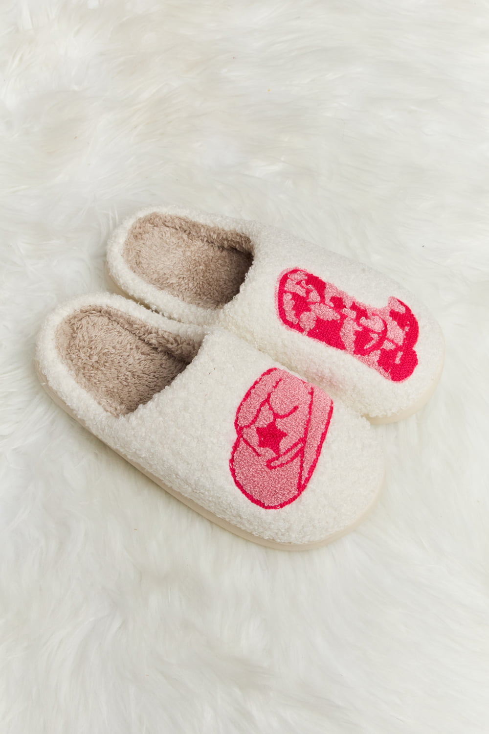 Melody Printed Plush Slide Slippers - The Ruffled Bull Boutique