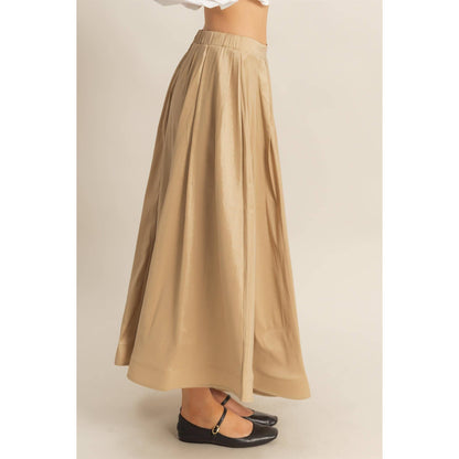 Classic Pleated A-Line Midi Full Skirt - The Ruffled Bull Boutique