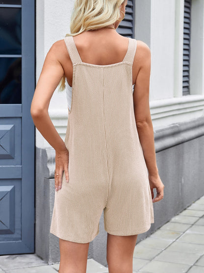 Lovelet Knotted Wide Strap Scoop Neck Overalls - The Ruffled Bull Boutique