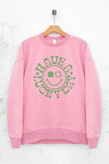 Lucky Happy Face Saint Patricks Day  Graphic Sweatshirts: L / LODEN FROST - The Ruffled Bull Boutique