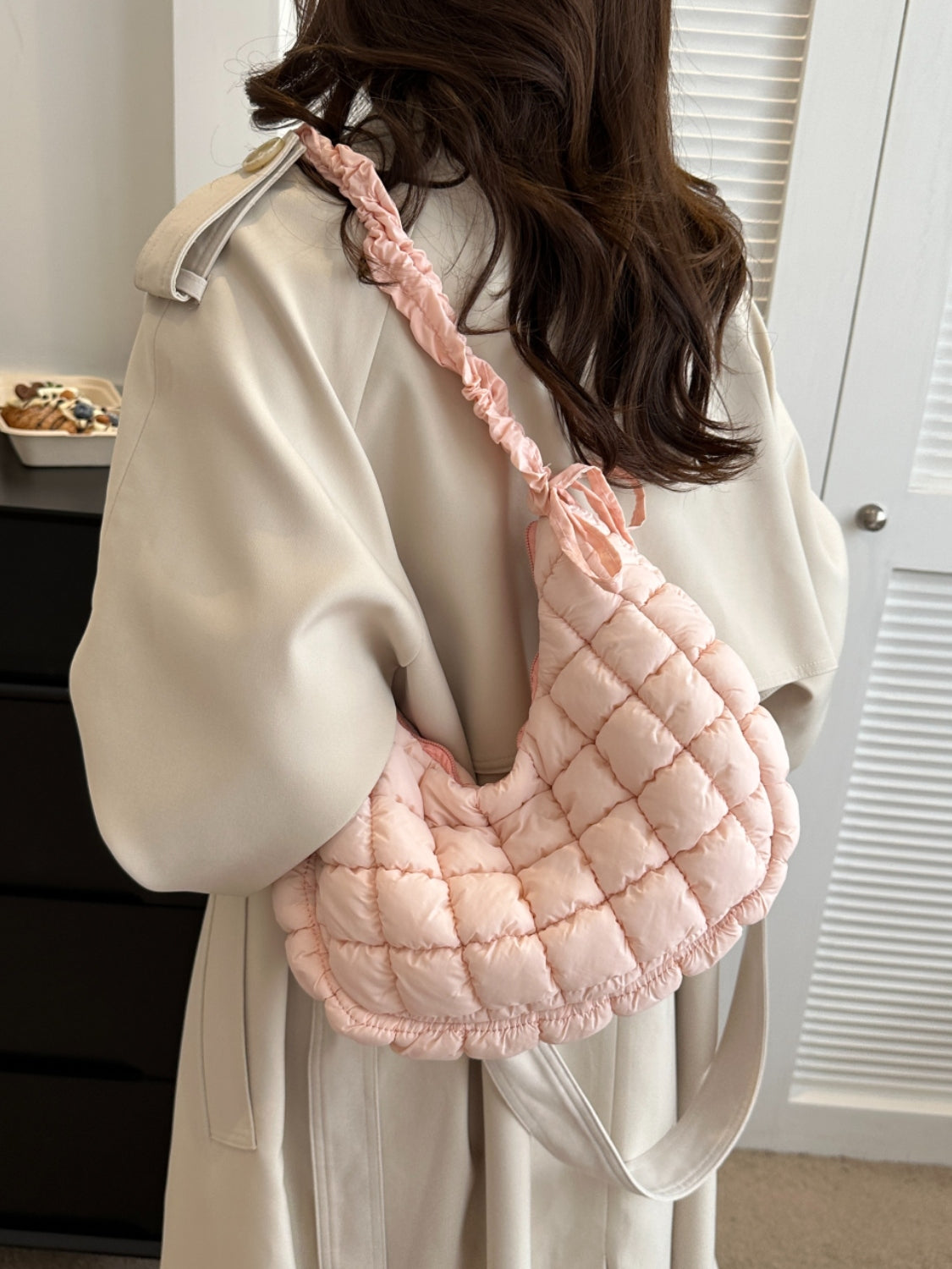 Bubble Texture Ruched Strap Quilted Shoulder Bag - The Ruffled Bull Boutique