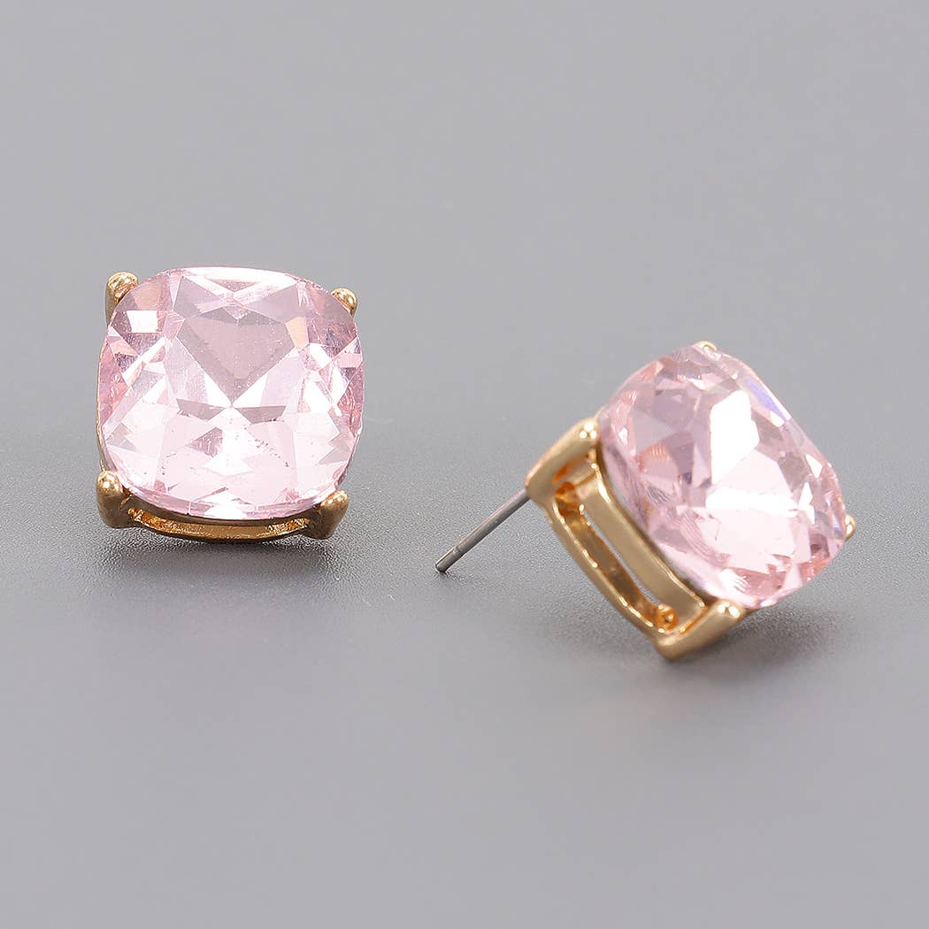 Square Crystal Stud Earrings - The Ruffled Bull Boutique