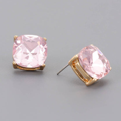 Square Crystal Stud Earrings - The Ruffled Bull Boutique