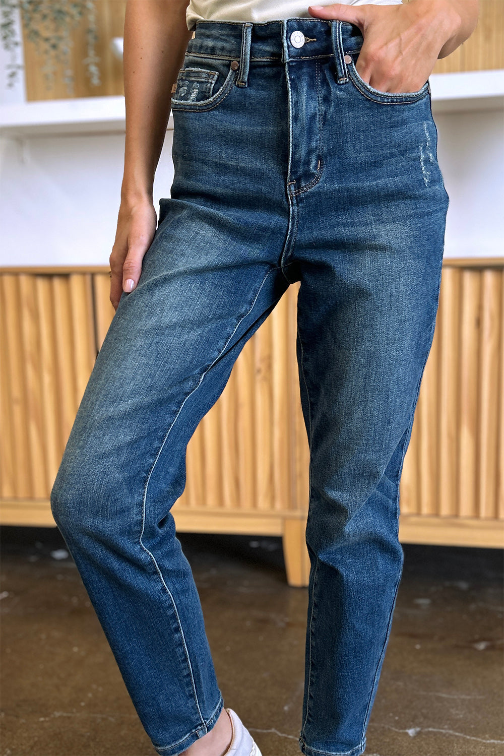 Judy Blue Full Size Tummy Control High Waist Slim Jeans - The Ruffled Bull Boutique