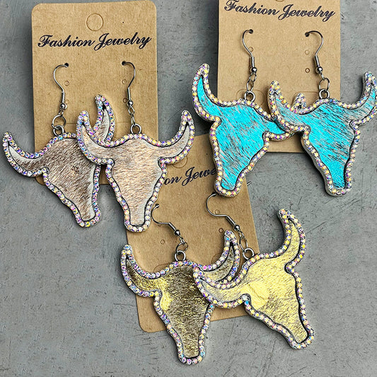 Rhinestone Bull Earrings - The Ruffled Bull Boutique