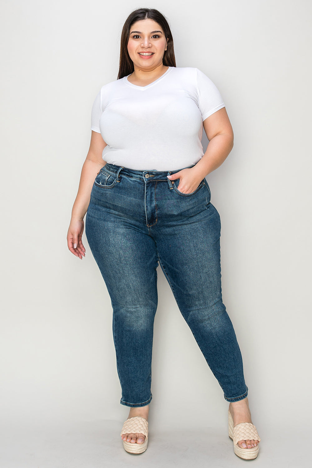 Judy Blue Full Size Tummy Control High Waist Slim Jeans - The Ruffled Bull Boutique