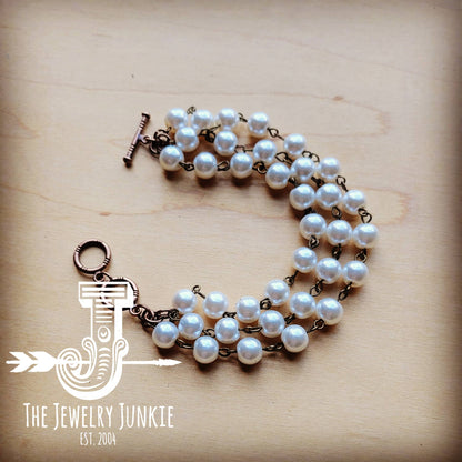 Pearl Triple Strand Bracelet 804a - The Ruffled Bull Boutique