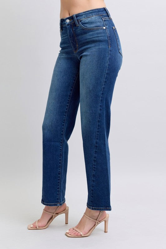 Judy Blue Full Size Side Seam Detail Straight Jeans with Pockets - The Ruffled Bull Boutique