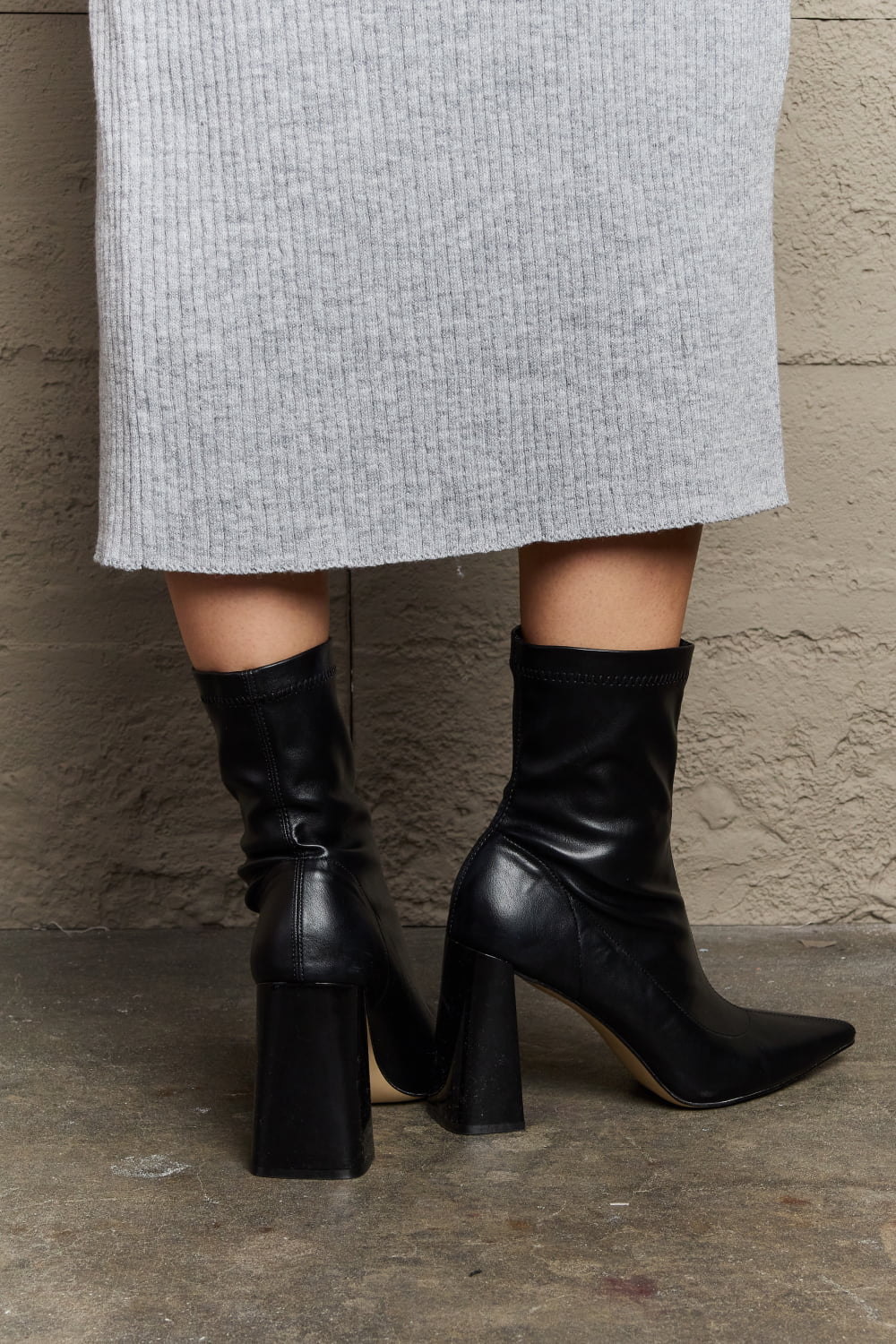 Weeboo Stacy Block Heel Sock Boots - The Ruffled Bull Boutique