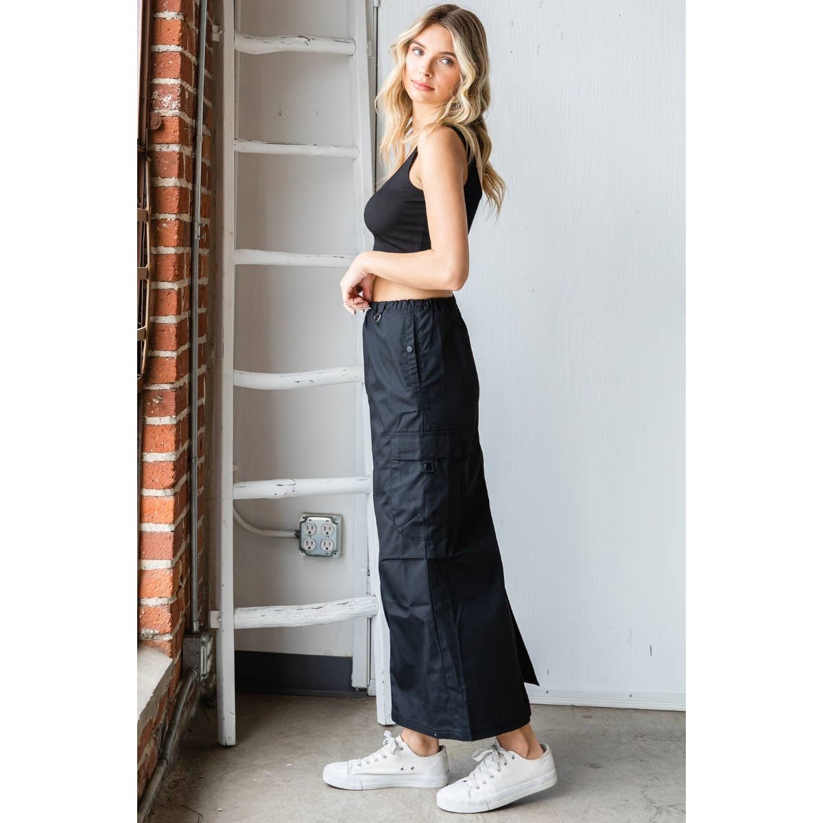 Parachute Cargo Long Skirt - The Ruffled Bull Boutique