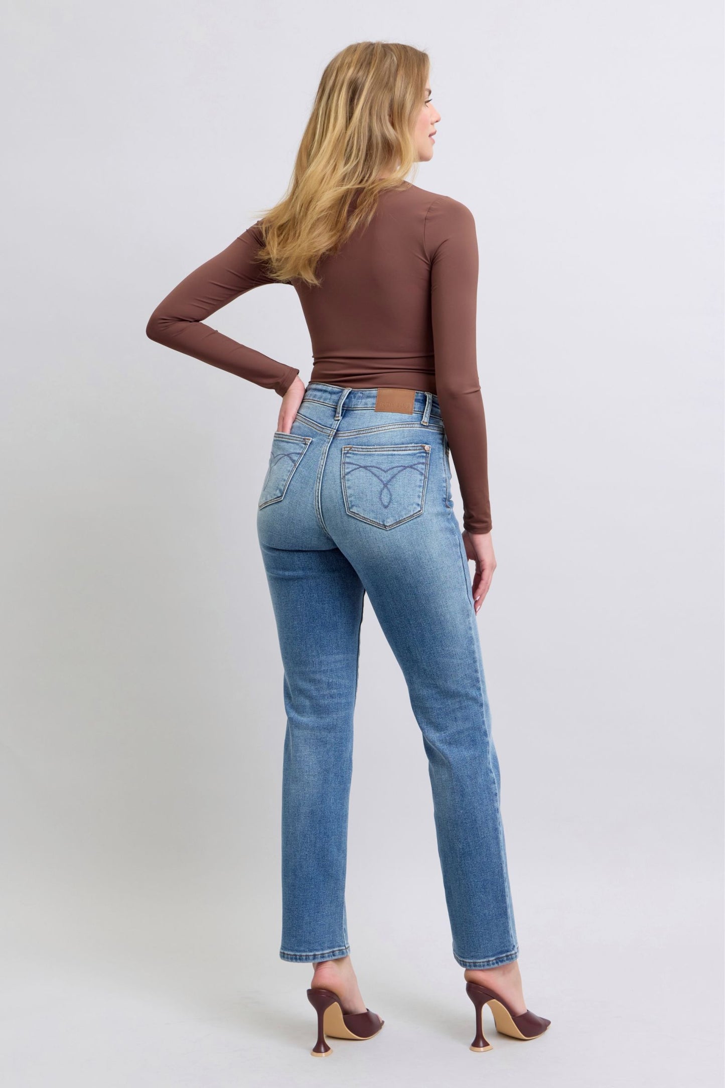 Judy Blue Full Size Run Vintage Wash Thermal Straight Jeans - The Ruffled Bull Boutique