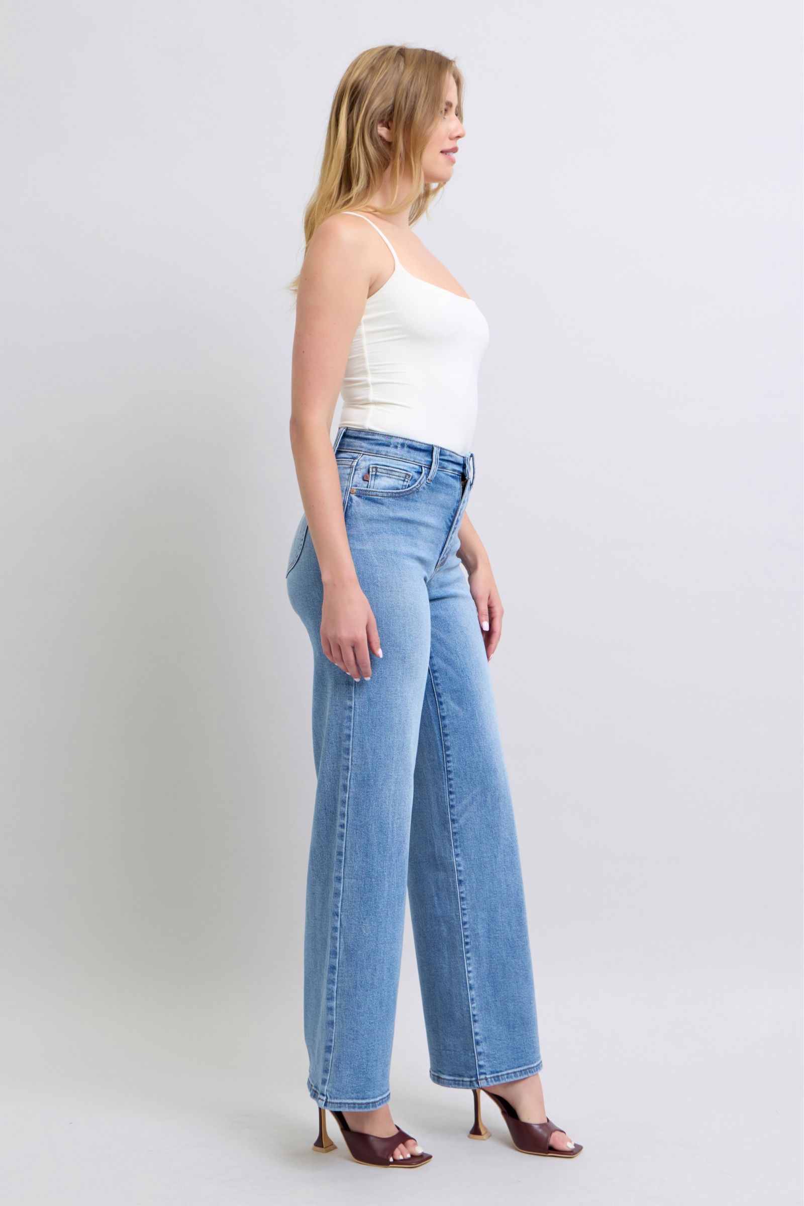 Judy Blue Full Size Wide Leg Jeans with Pockets - The Ruffled Bull Boutique