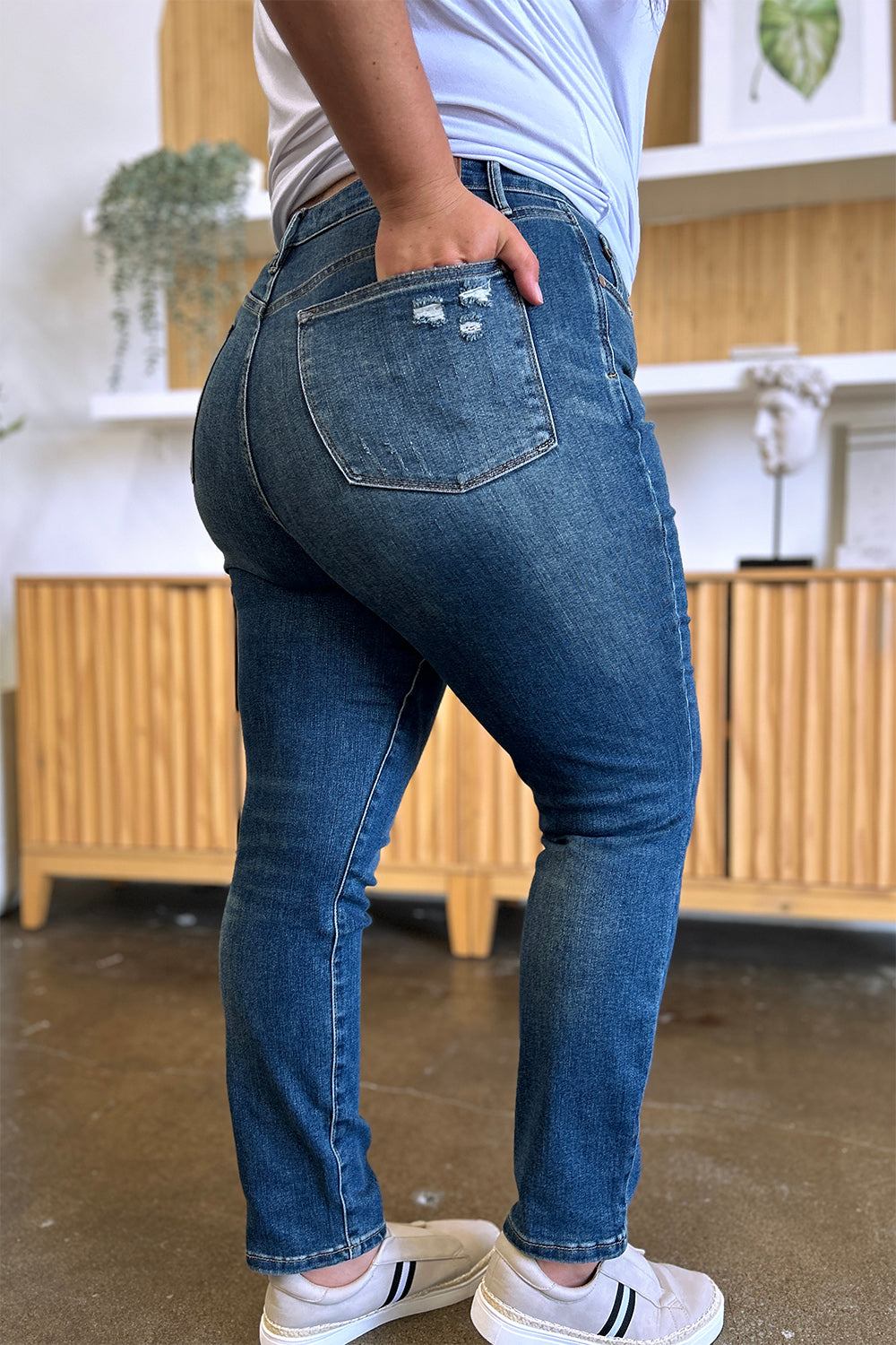 Judy Blue Full Size Tummy Control High Waist Slim Jeans - The Ruffled Bull Boutique