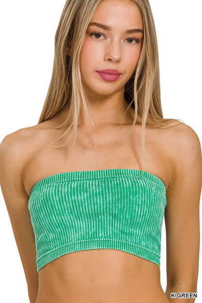 Washed Ribbed Seamless Tube Top - The Ruffled Bull Boutique