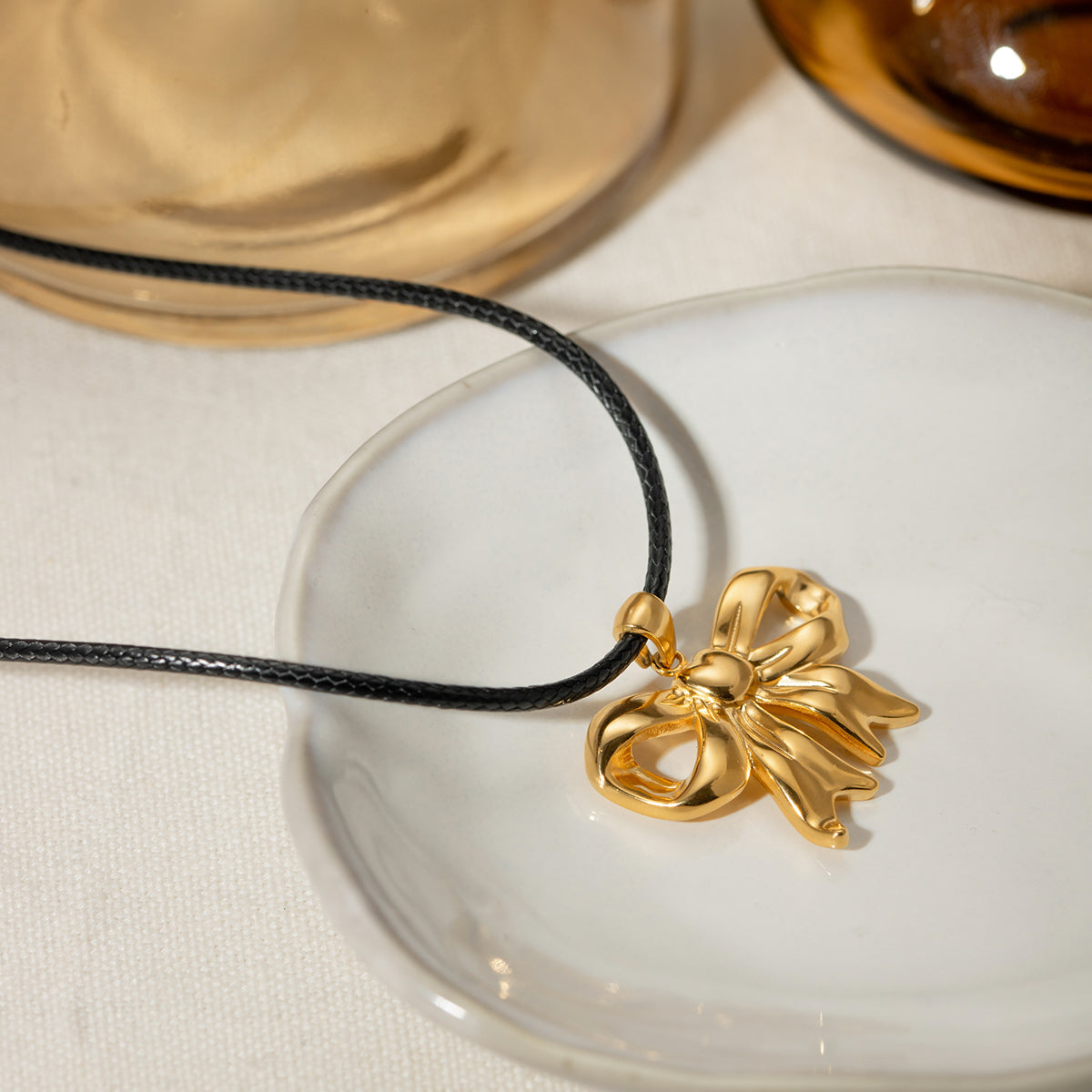 18K Gold-Plated Bow Pendant Necklace - The Ruffled Bull Boutique