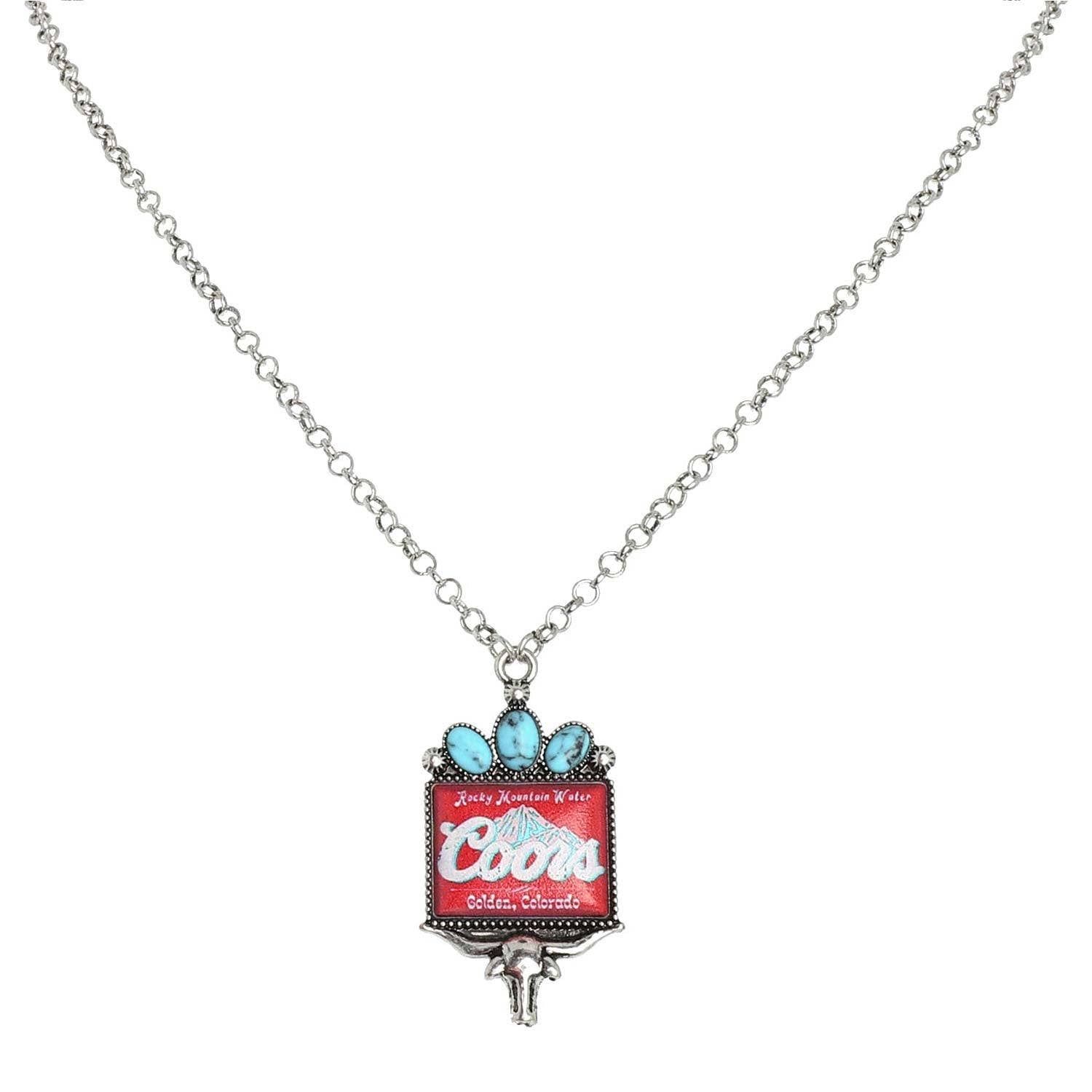 Western Longhorn Coors Water Pendant Necklace - The Ruffled Bull Boutique