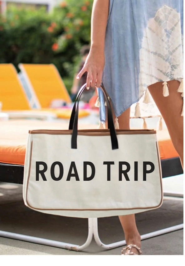 Road trip/weekend vibes tote - The Ruffled Bull Boutique