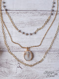 white sliced agate gold necklace - The Ruffled Bull Boutique