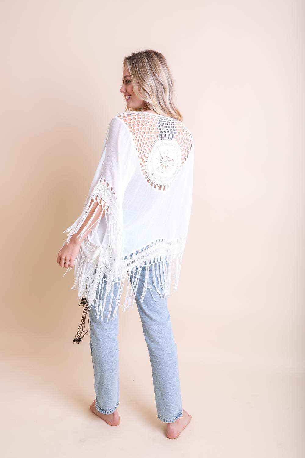 Crochet Medallion Tassel Kimono - The Ruffled Bull Boutique