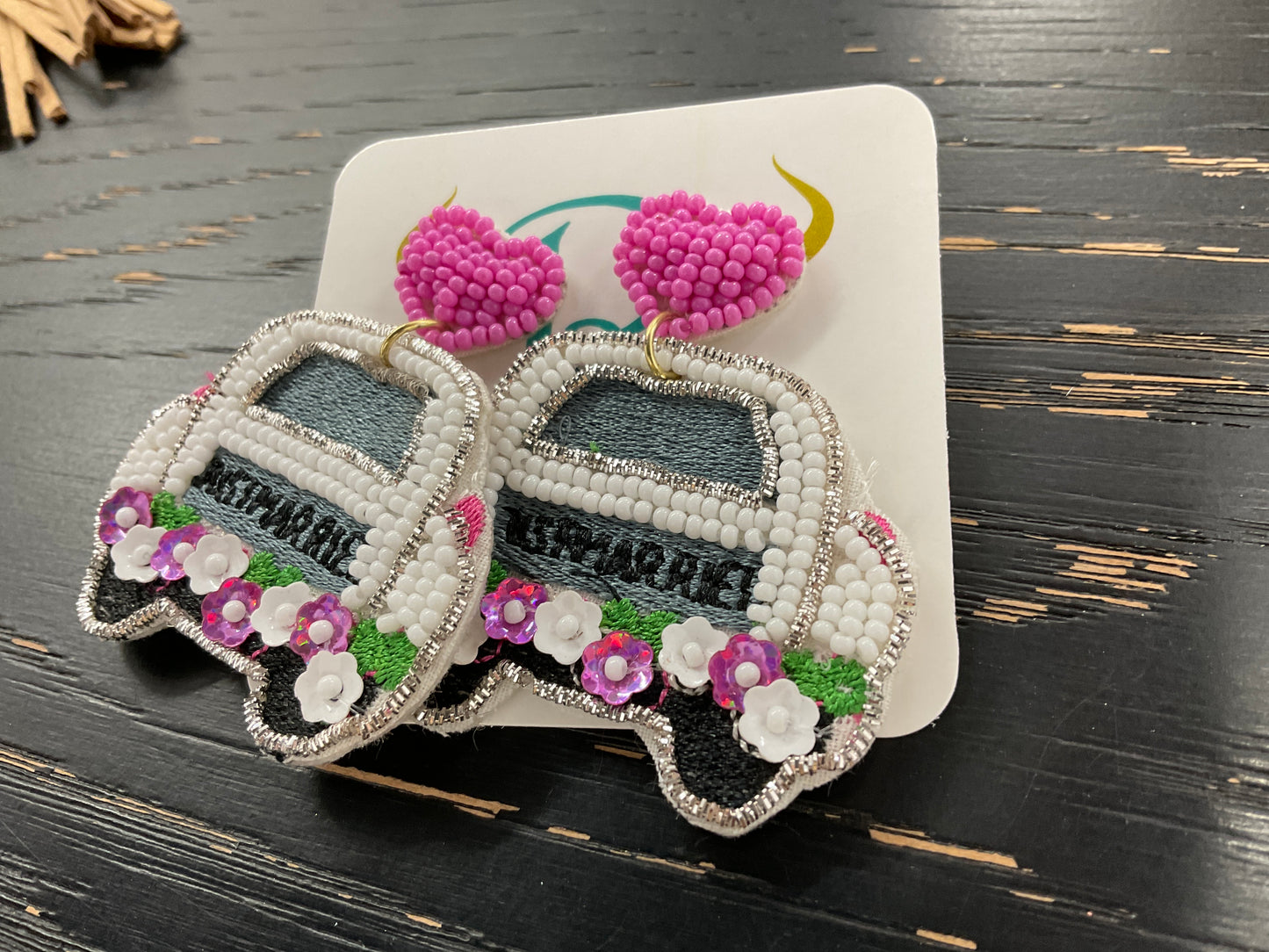 Just married seed bead earrings - The Ruffled Bull Boutique