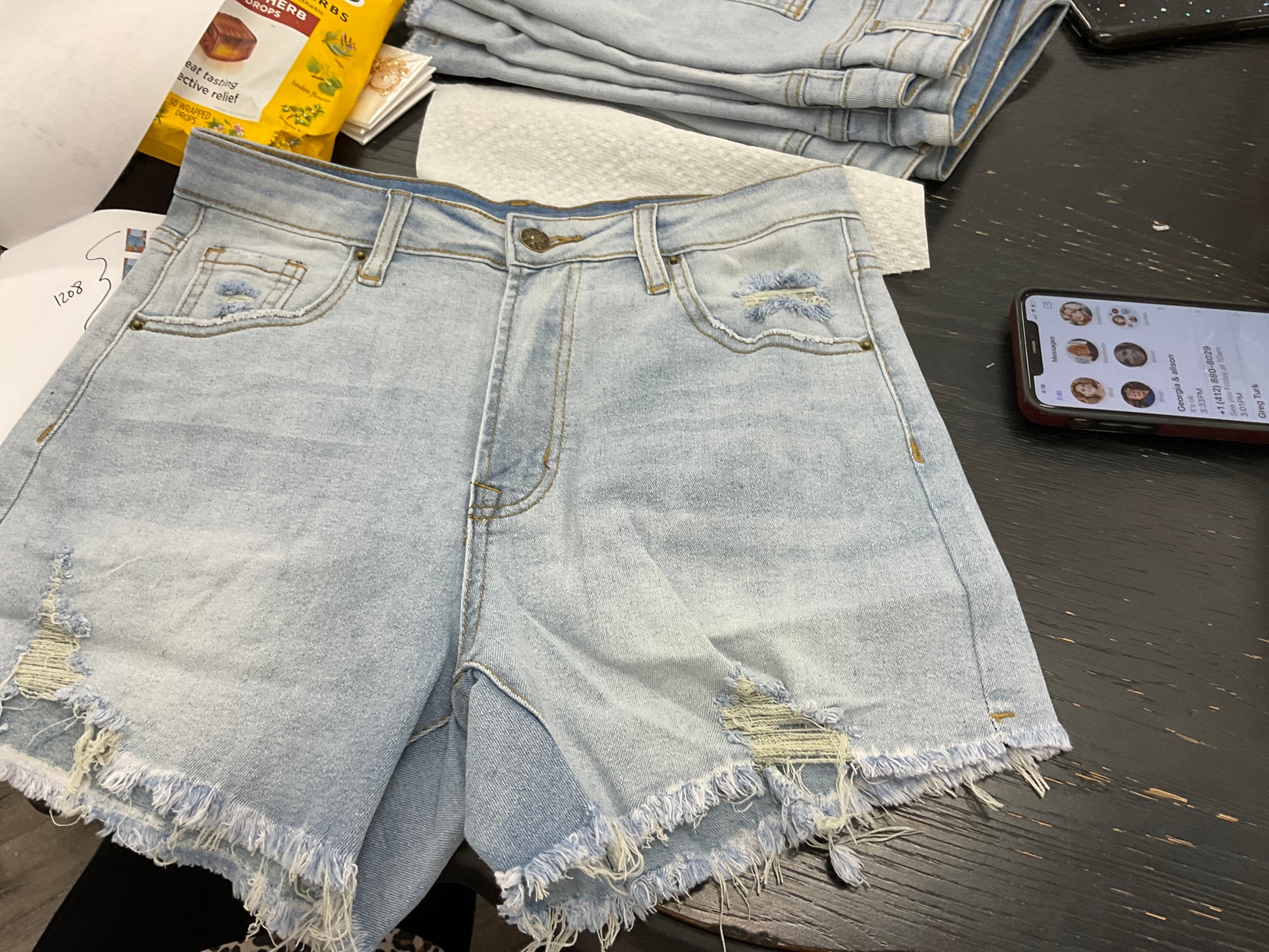 Light blue distressed denim shorts - The Ruffled Bull Boutique